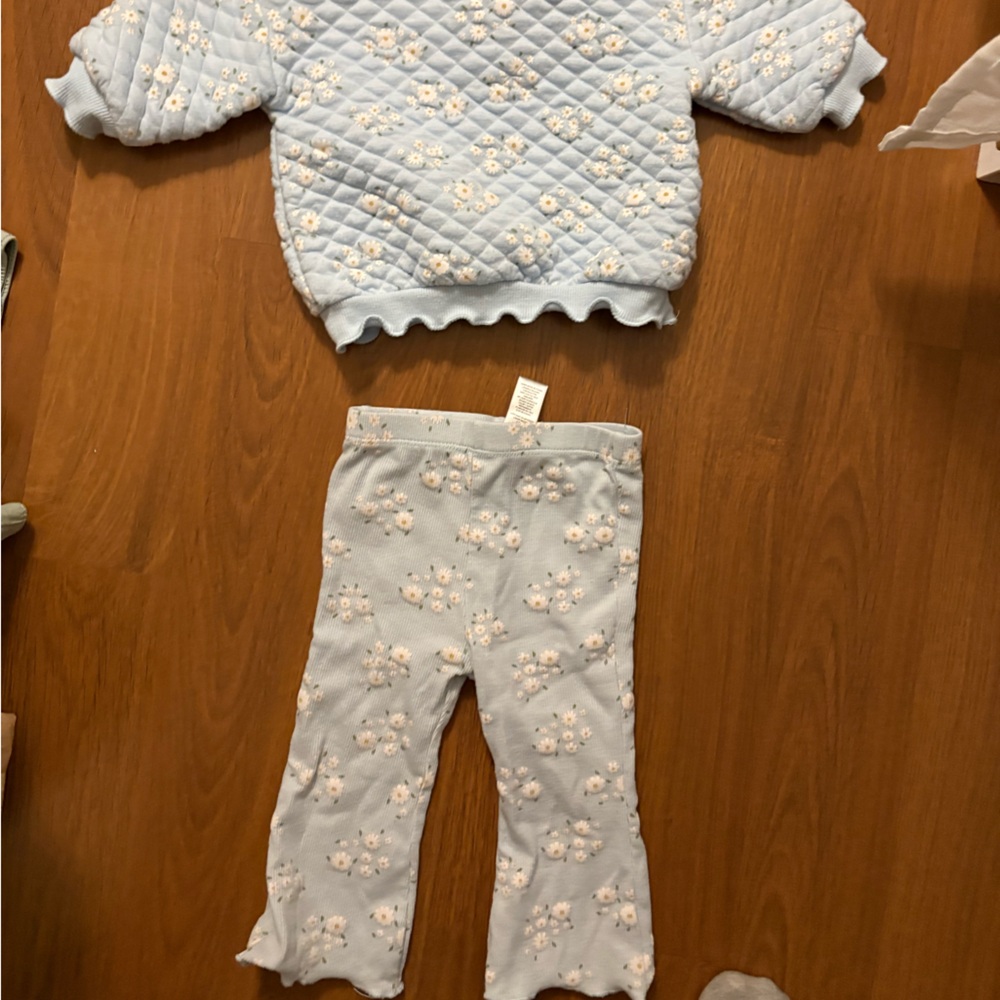 Little Me Light Blue Floral Romper